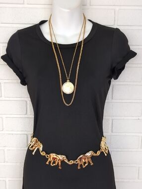 Vintage 80s Gold Elephant Belt